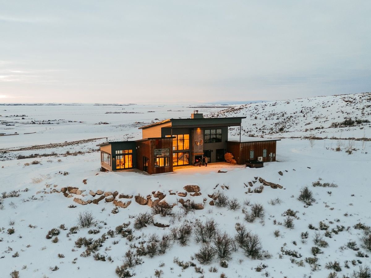 Winter lookout at dusk